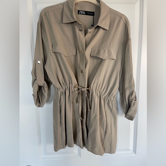 Zara Drawstring Waist Oversized Shirt NWT - Picture 4 of 8